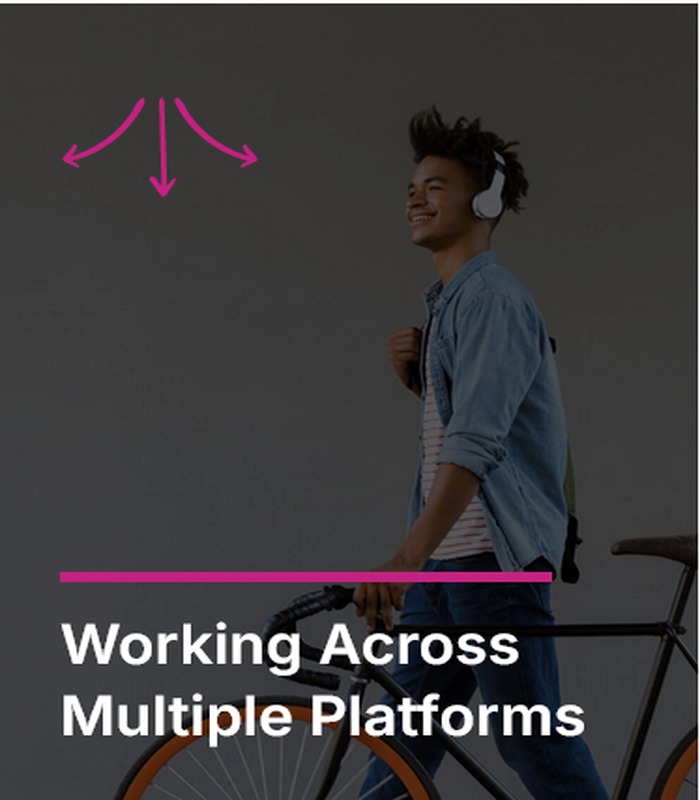 Professional moving through a creative workspace